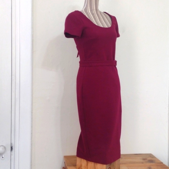 Boden Dark Pink Elsa Ottoman Ribbed Knit Body Con Sheath Dress w Belt - Picture 10 of 14